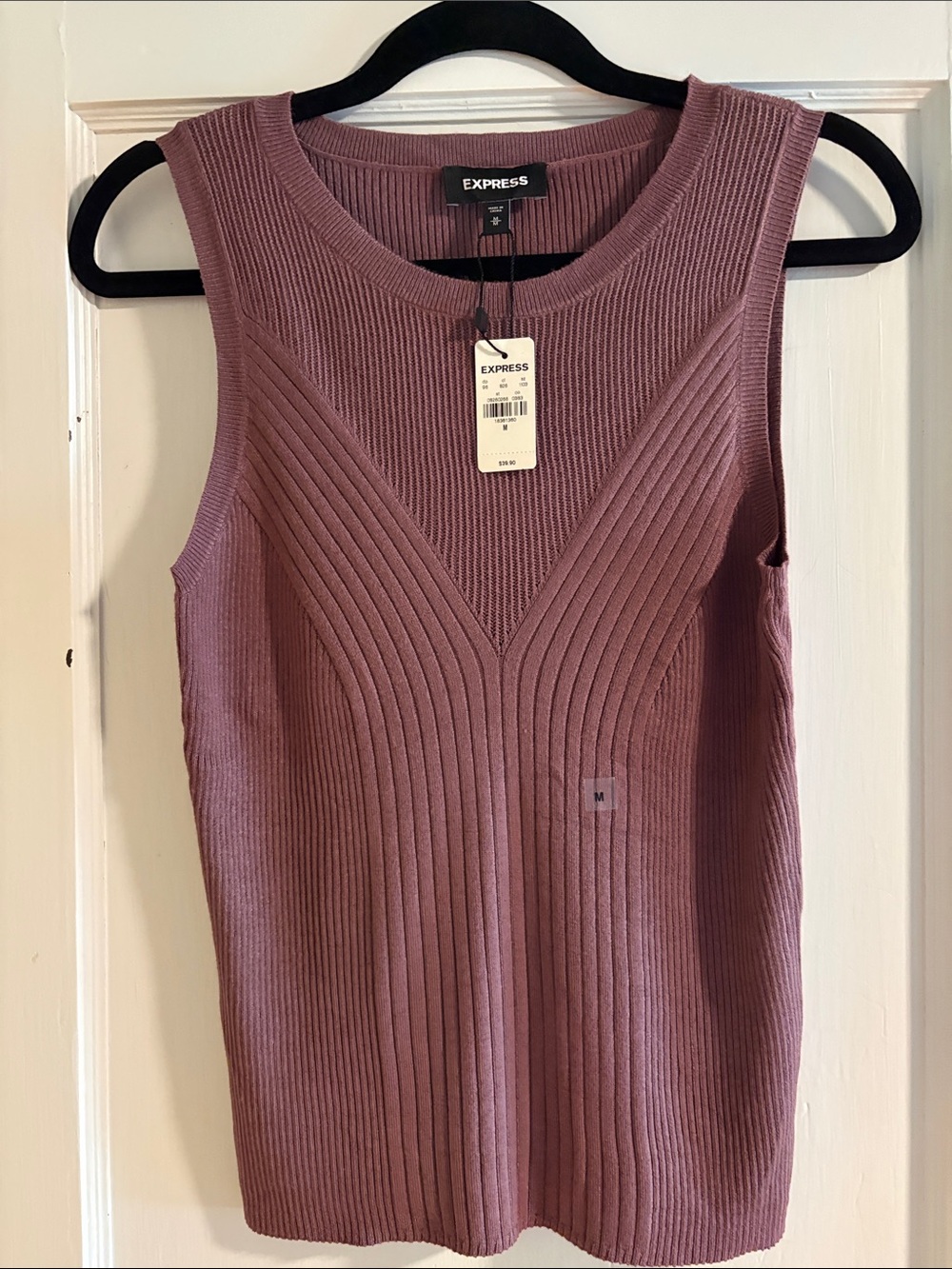 Express Ribbed Sleeveless Tank Top - Mauve